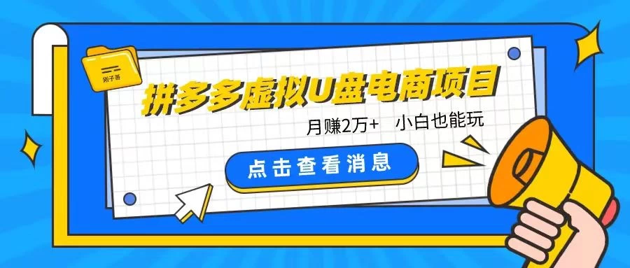 拼多多虚拟U盘电商红利项目：月赚2万+，新手小白也能玩 一点学习助手-零基础自学教程-副业项目-兴趣学习项目资源网