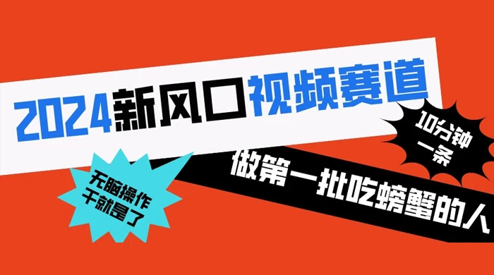 2024 新风口视频赛道，做第一批吃螃蟹的人，10 分钟一条原创视频，小白无脑操作 一点学习助手-零基础自学教程-副业项目-兴趣学习项目资源网