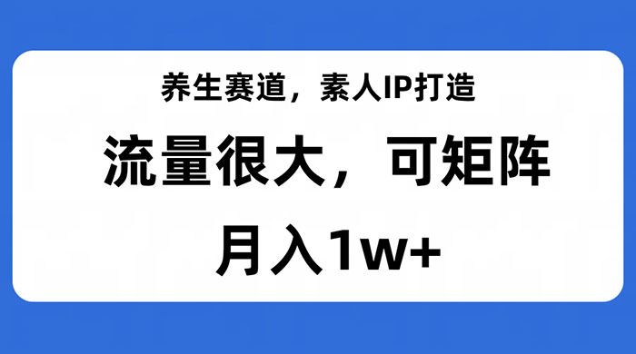 养生赛道，素人IP打造，流量很大，可矩阵，月入1w+ 一点学习助手-零基础自学教程-副业项目-兴趣学习项目资源网