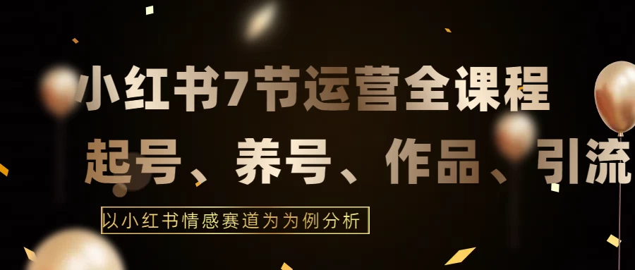 最新的7节小红书运营实战全教程，结合最新情感赛道，打通小红书运营全流程 一点学习助手-零基础自学教程-副业项目-兴趣学习项目资源网