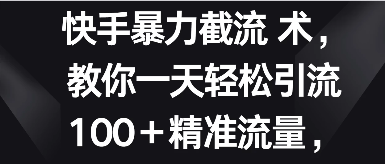 快手暴力截流术,教你一天轻松引流100+精准流量,当天做当天见效果 一点学习助手-零基础自学教程-副业项目-兴趣学习项目资源网