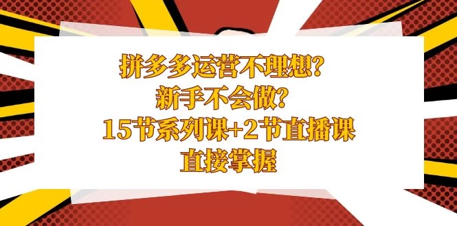 拼多多运营不理想？新手不会做？​15 节系列课+ 2 节直播课，直接掌握 一点学习助手-零基础自学教程-副业项目-兴趣学习项目资源网