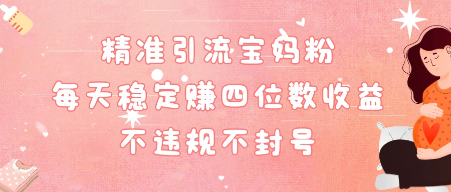 精准引流宝妈粉每天稳定赚四位数收益小白可以操作 一点学习助手-零基础自学教程-副业项目-兴趣学习项目资源网