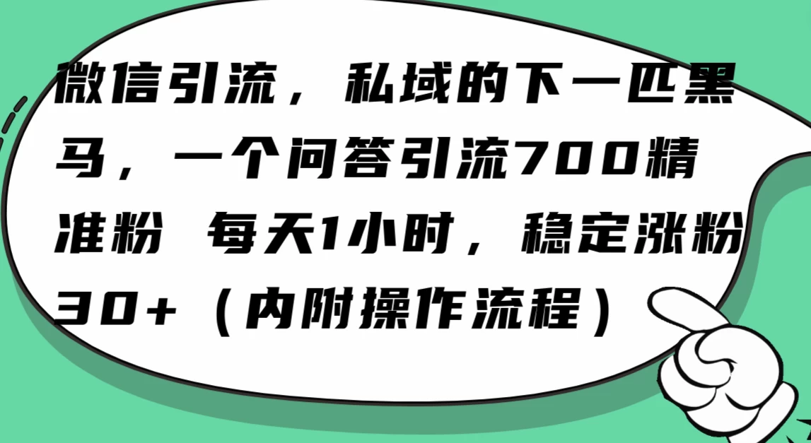 利用 AI 回答微信“问一问”，私域的下一匹黑马，一个问答引流 100 精准粉 一点学习助手-零基础自学教程-副业项目-兴趣学习项目资源网