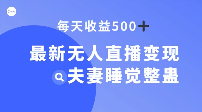 最新无人直播变现，夫妻睡觉整蛊，每天躺赚 500+ 一点学习助手-零基础自学教程-副业项目-兴趣学习项目资源网