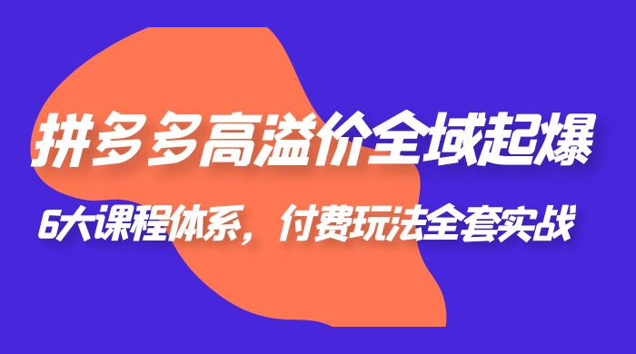 拼多多高溢价全域起爆:6 大课程体系,付费玩法全套实战 拼多多高溢价全域起爆:6 大课程体系,付费玩法全套实战