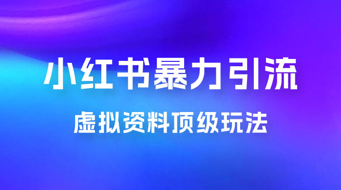 虚拟资料顶级玩法，小红书暴力引流，喂饭级教程零成本，利润任你定 一点学习助手-零基础自学教程-副业项目-兴趣学习项目资源网