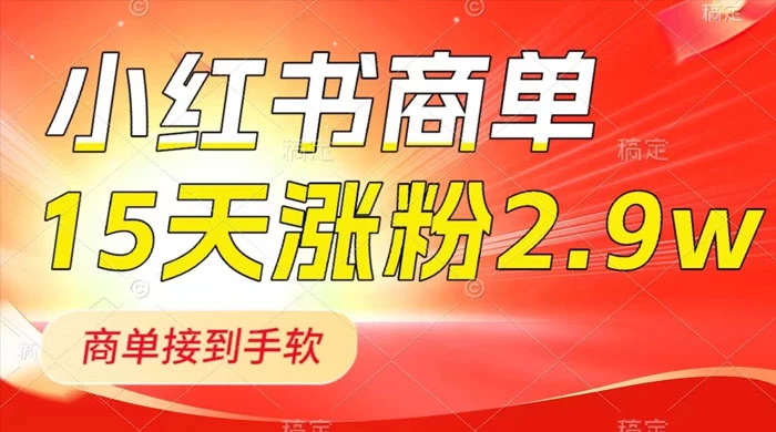 小红书商单最新玩法，新号 15 天 2.9w 粉，商单接到手软，1分钟一篇笔记 一点学习助手-零基础自学教程-副业项目-兴趣学习项目资源网
