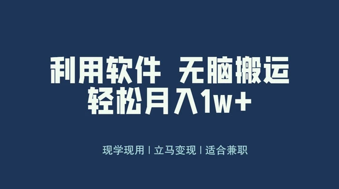 最新蓝海独家玩法，利用软件无脑搬运，小白轻松日入1000＋ 一点学习助手-零基础自学教程-副业项目-兴趣学习项目资源网