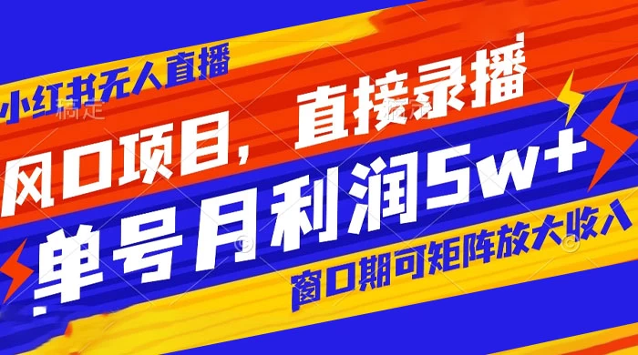 风口项目,小红书无人直播带货,直接录播,可矩阵,月入 5w+ 一点学习助手-零基础自学教程-副业项目-兴趣学习项目资源网