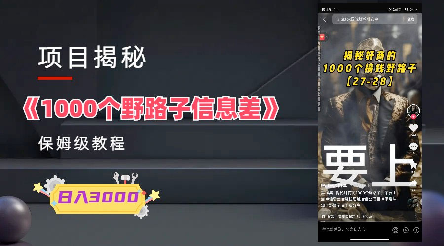 1000 个野路子信息差保姆式教程:单日变现 3000+ 的玩法解密 一点学习助手-零基础自学教程-副业项目-兴趣学习项目资源网