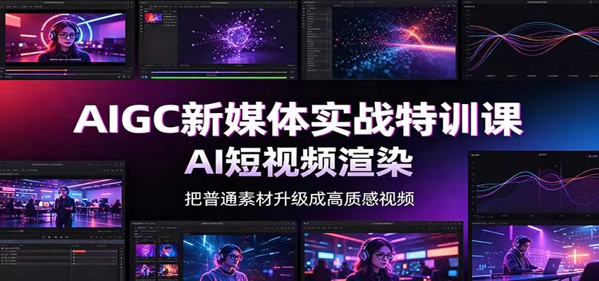 AIGC新媒体实战特训课：工具入门实操，AI短视频渲染，数字人商业视频制作 一点学习助手-零基础自学教程-副业项目-兴趣学习-网盘拉新平台-英语启蒙项目资源网