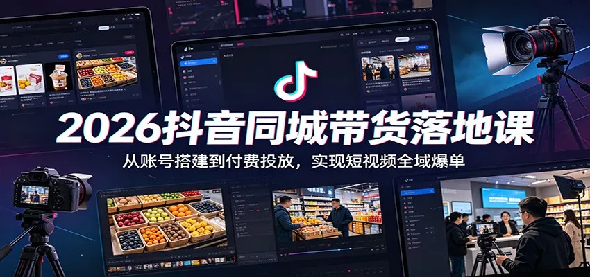 2026抖音同城带货落地课：从账号搭建到付费投放，实现短视频全域爆单 一点学习助手-零基础自学教程-副业项目-兴趣学习项目资源网