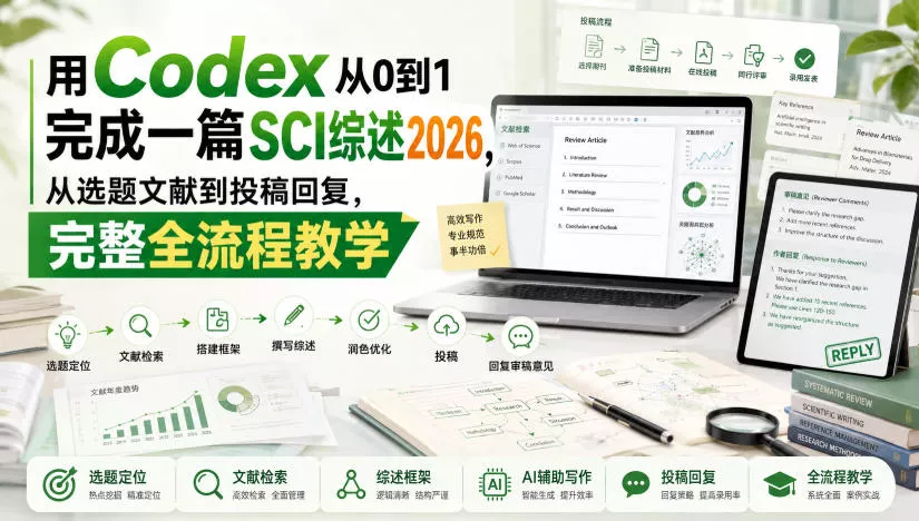 用Codex从0到1完成一篇SCI综述2026，从选题文献到投稿回复，完整全流程教学 一点学习助手-零基础自学教程-副业项目-兴趣学习-网盘拉新平台-英语启蒙项目资源网
