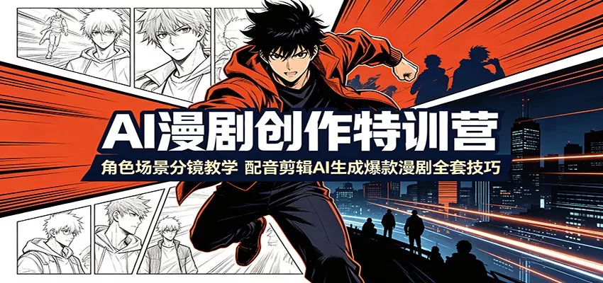 AI漫剧创作特训营：角色场景分镜教学，配音剪辑AI生成爆款漫剧全套技巧 一点学习助手-零基础自学教程-副业项目-兴趣学习-网盘拉新平台-英语启蒙项目资源网