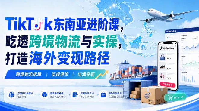 TikTok东南亚进阶课，吃透跨境物流与实操，打造海外变现路径 一点学习助手-零基础自学教程-副业项目-兴趣学习-网盘拉新平台-英语启蒙项目资源网