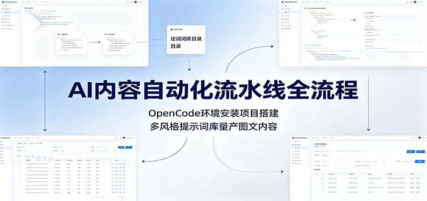 AI内容自动化流水线全流程：OpenCode环境安装项目搭建，多风格提示词库量产图文内容 一点学习助手-零基础自学教程-副业项目-兴趣学习-网盘拉新平台-英语启蒙项目资源网