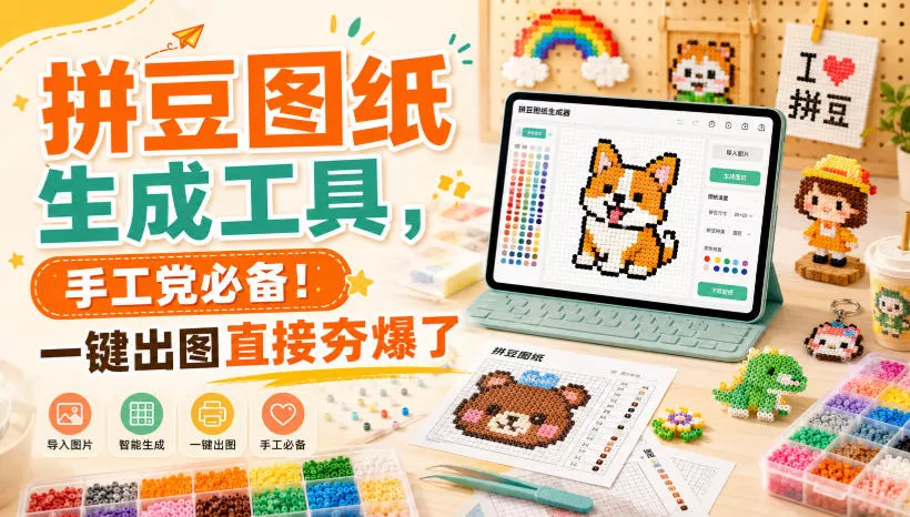 拼豆图纸生成工具，手工党必备！一键出图直接夯爆了 一点学习助手-零基础自学教程-副业项目-兴趣学习-网盘拉新平台-英语启蒙项目资源网