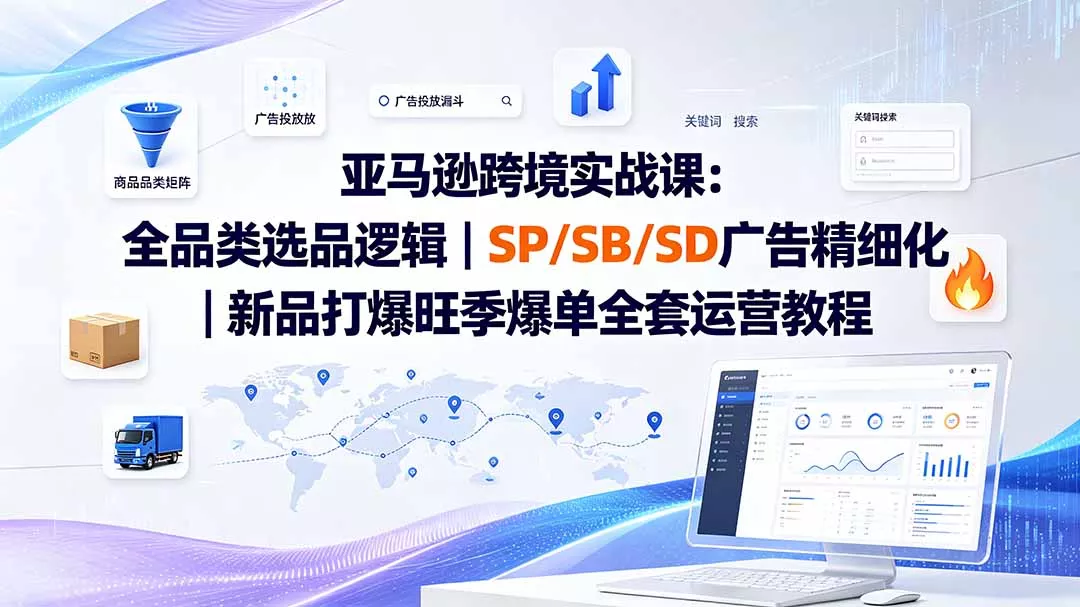 亚马逊跨境实战课-更新：全品类选品逻辑｜SP/SB/SD广告精细化｜新品打爆旺季爆单全套运营教程 一点学习助手-零基础自学教程-副业项目-兴趣学习-网盘拉新平台-英语启蒙项目资源网