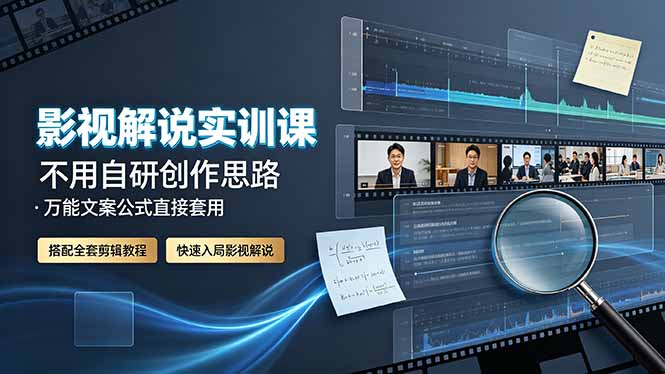 影视解说实训课：不用自研创作思路，万能文案公式直接套用，搭配全套剪辑教程，快速入局影视解说 一点学习助手-零基础自学教程-副业项目-兴趣学习-网盘拉新平台-英语启蒙项目资源网