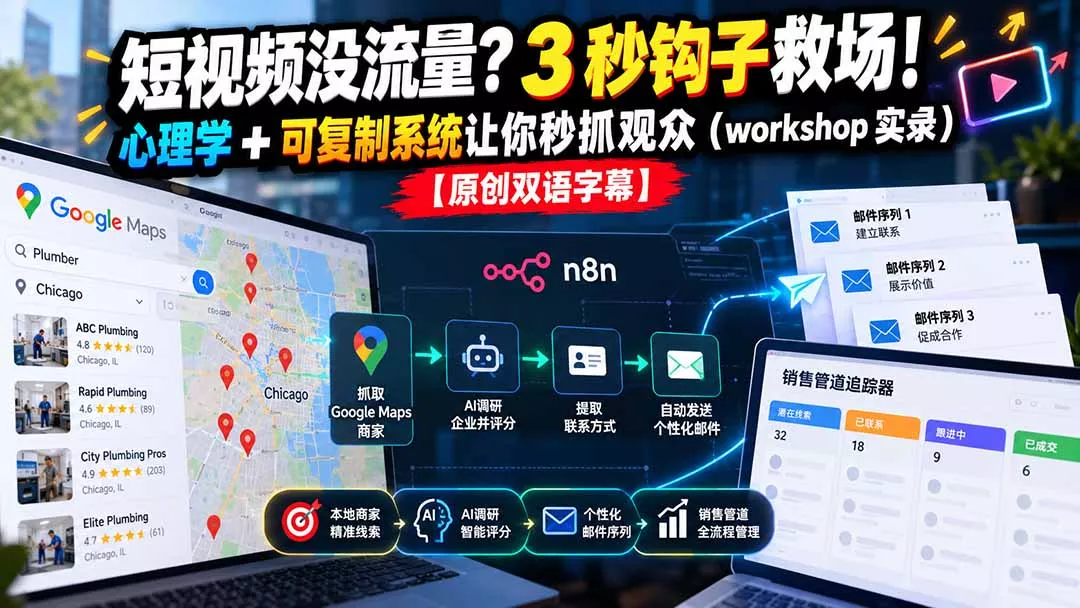 短视频没流量？3 秒钩子救场！心理学 + 可复制系统让你秒抓观众(workshop 实录 一点学习助手-零基础自学教程-副业项目-兴趣学习-网盘拉新平台-英语启蒙项目资源网