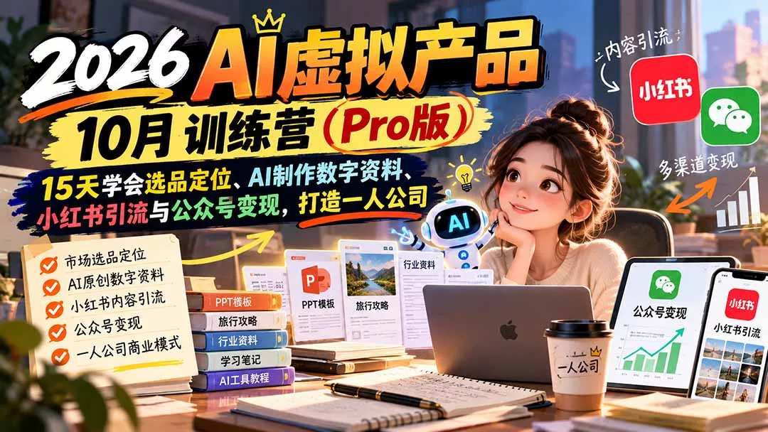 2026AI虚拟产品10月训练营(Pro版 一点学习助手-零基础自学教程-副业项目-兴趣学习-网盘拉新平台-英语启蒙项目资源网