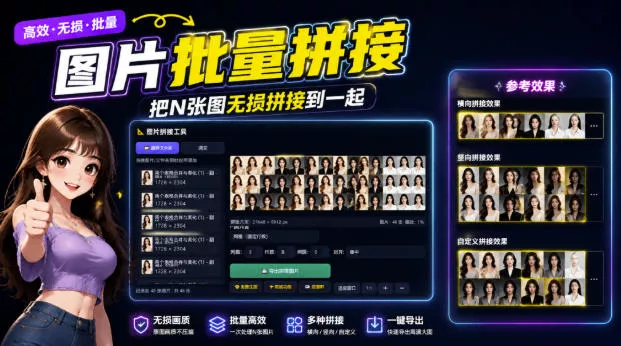 图片批量拼接，把N张图无损拼接到一起，支持横向、竖向、自定义等功能 一点学习助手-零基础自学教程-副业项目-兴趣学习-网盘拉新平台-英语启蒙项目资源网