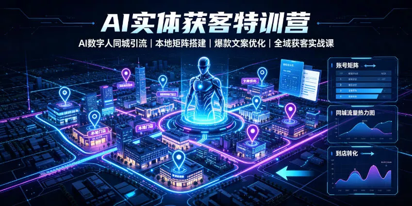 AI实体获客特训营｜AI数字人同城引流、本地矩阵搭建、爆款文案优化全域获客实战课 一点学习助手-零基础自学教程-副业项目-兴趣学习-网盘拉新平台-英语启蒙项目资源网