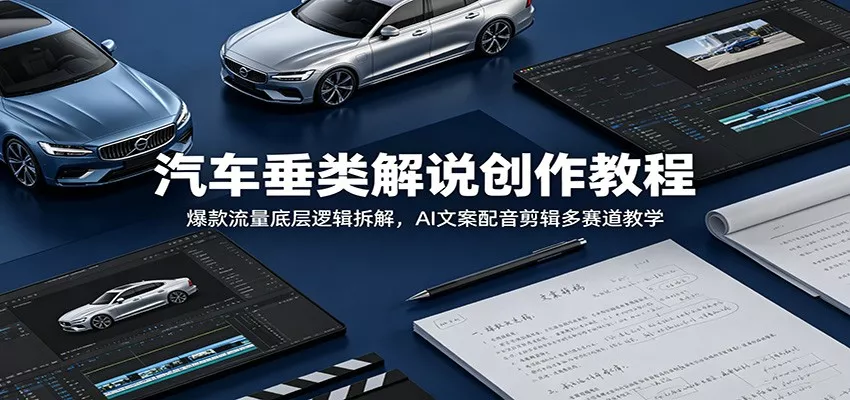 汽车垂类解说创作教程：爆款流量底层逻辑拆解，AI文案配音剪辑多赛道教学 一点学习助手-零基础自学教程-副业项目-兴趣学习-网盘拉新平台-英语启蒙项目资源网