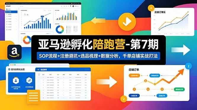 亚马逊孵化陪跑营-第7期：SOP流程+注册避坑+选品梳理+数据分析，千单店铺实战打法 一点学习助手-零基础自学教程-副业项目-兴趣学习项目资源网