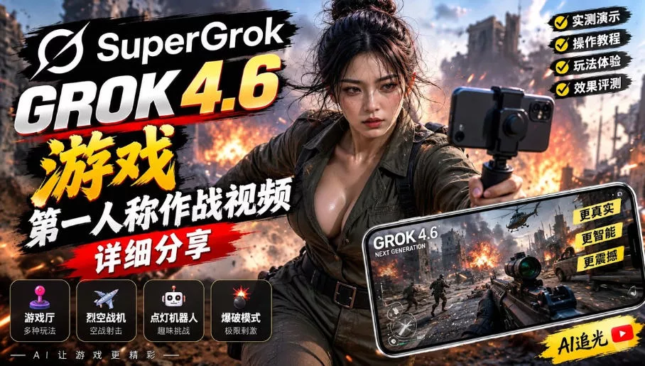 Grok 4.6也能做游戏？第一人称作战视频实测｜玩法详细讲解 一点学习助手-零基础自学教程-副业项目-兴趣学习-网盘拉新平台-英语启蒙项目资源网