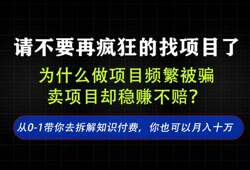 找项目？别傻了！卖项目才是真的一本万利！看完你全都懂了【揭秘】 一点学习助手-零基础自学教程-副业项目-兴趣学习-网盘拉新平台-英语启蒙项目资源网