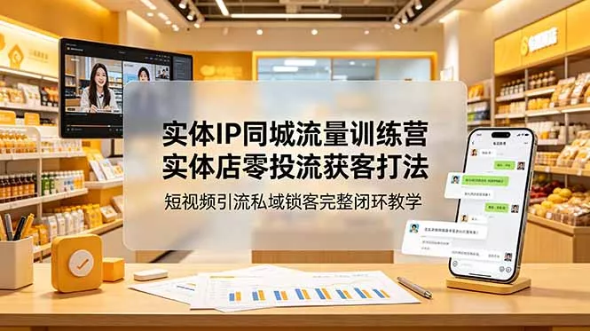 实体IP同城流量训练营：实体店零投流获客打法，短视频引流私域锁客完整闭环教学 一点学习助手-零基础自学教程-副业项目-兴趣学习-网盘拉新平台-英语启蒙项目资源网