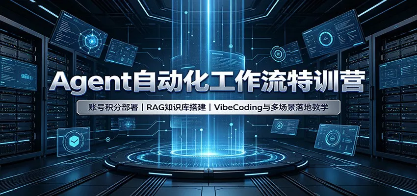 Agent自动化工作流特训营：账号积分部署，RAG知识库搭建，VibeCoding与多场景落地教学 一点学习助手-零基础自学教程-副业项目-兴趣学习-网盘拉新平台-英语启蒙项目资源网