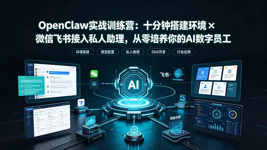 OpenClaw实战特训营：十分钟搭建环境×微信飞书接入私人助理，从零培养你的AI数字员工 一点学习助手-零基础自学教程-副业项目-兴趣学习-网盘拉新平台-英语启蒙项目资源网