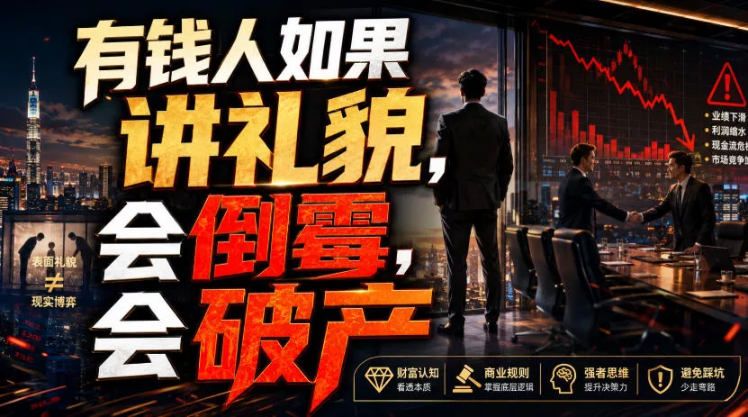 付费文章：有钱人如果讲礼貌，会倒霉，会破产 一点学习助手-零基础自学教程-副业项目-兴趣学习-网盘拉新平台-英语启蒙项目资源网