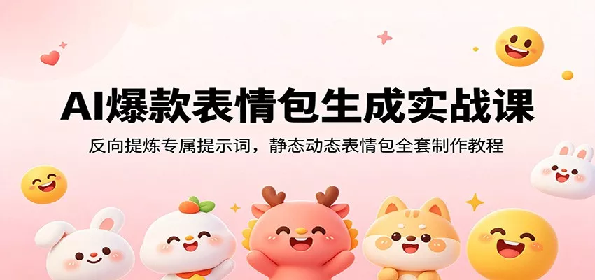 AI爆款表情包生成实战课：反向提炼专属提示词，静态动态表情包全套制作教程 一点学习助手-零基础自学教程-副业项目-兴趣学习-网盘拉新平台-英语启蒙项目资源网