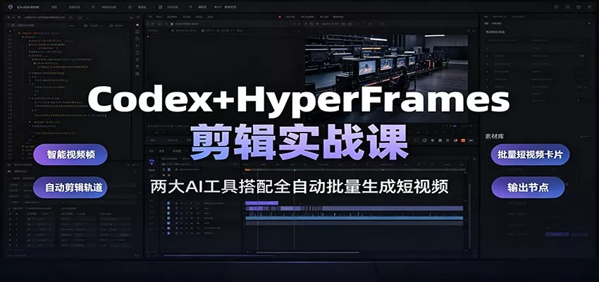 Codex+HyperFrames剪辑实战课：两大AI工具搭配全自动批量生成短视频 一点学习助手-零基础自学教程-副业项目-兴趣学习-网盘拉新平台-英语启蒙项目资源网
