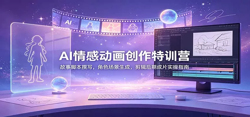 AI情感动画创作特训营：故事脚本撰写，角色场景生成，剪辑后期成片实操指南 一点学习助手-零基础自学教程-副业项目-兴趣学习-网盘拉新平台-英语启蒙项目资源网