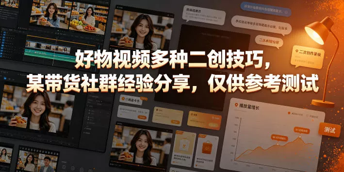 好物视频多种二创技巧，某带货社群经验分享，仅供参考测试 一点学习助手-零基础自学教程-副业项目-兴趣学习-网盘拉新平台-英语启蒙项目资源网