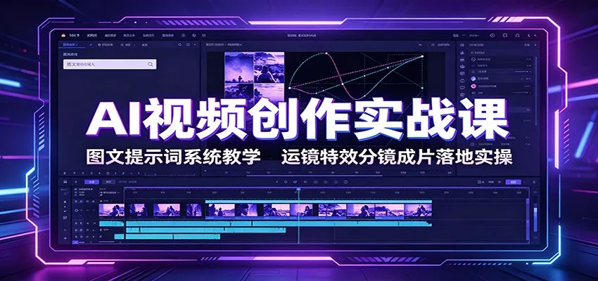 AI视频创作实战课：图文提示词系统教学，运镜特效分镜成片落地实操 一点学习助手-零基础自学教程-副业项目-兴趣学习-网盘拉新平台-英语启蒙项目资源网