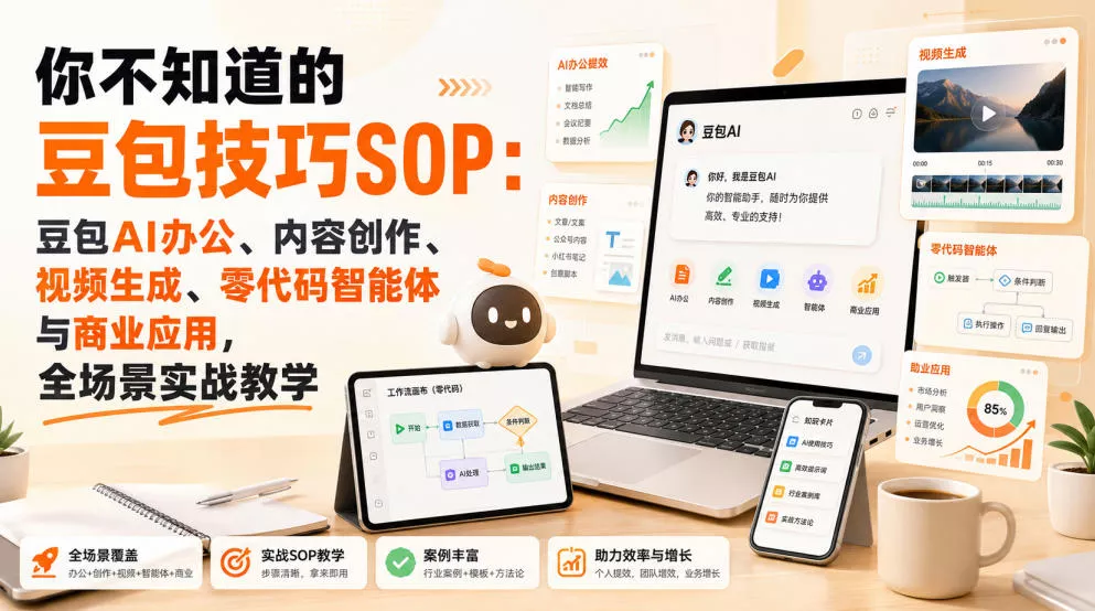 你不知道的豆包技巧SOP：豆包AI办公、内容创作、视频生成、零代码智能体与商业应用，全场景实战教学 一点学习助手-零基础自学教程-副业项目-兴趣学习-网盘拉新平台-英语启蒙项目资源网