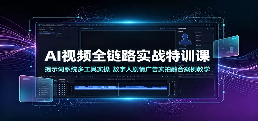 AI视频全链路实战特训课：提示词系统多工具实操，数字人剧情广告实拍融合案例教学 一点学习助手-零基础自学教程-副业项目-兴趣学习-网盘拉新平台-英语启蒙项目资源网