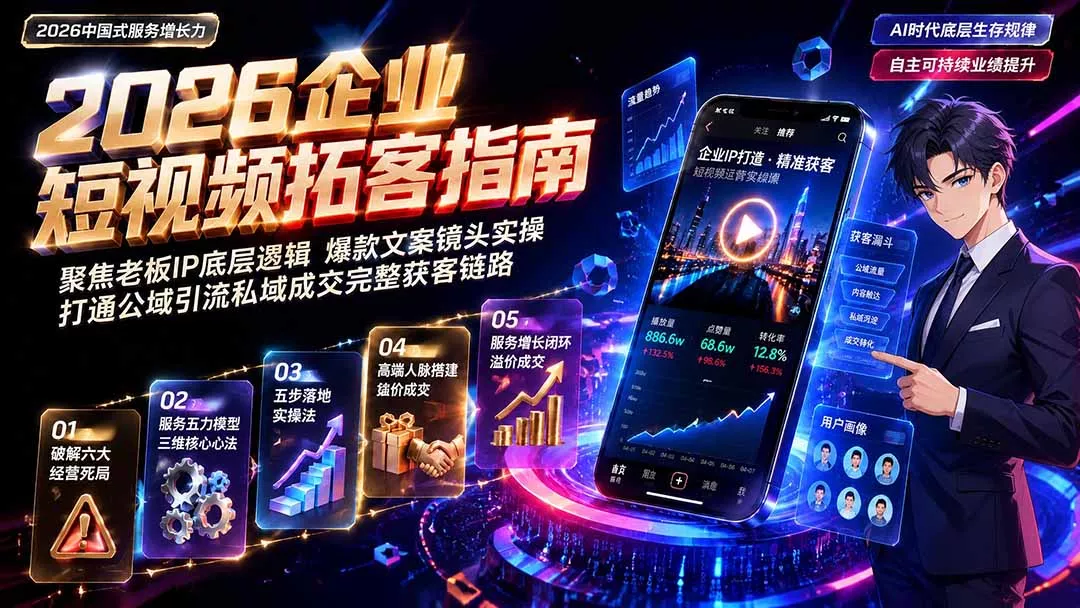 2026AI时代服务增长力实战课-无水印｜五力模型三维心法教学，破解门店客源流失低价内卷实现长效业绩增长 一点学习助手-零基础自学教程-副业项目-兴趣学习-网盘拉新平台-英语启蒙项目资源网