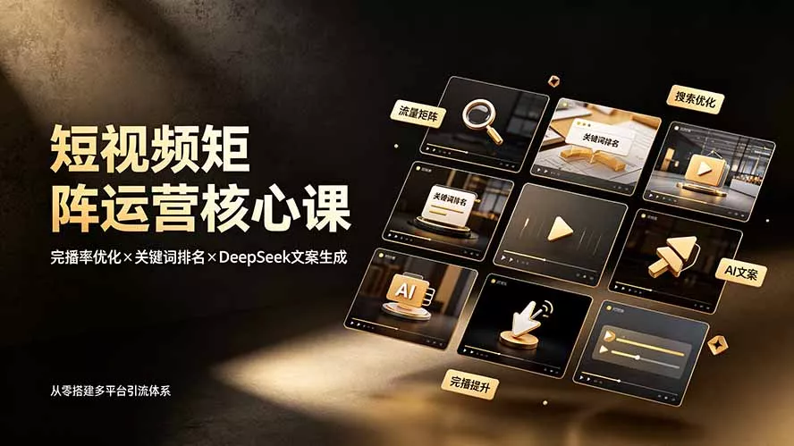 短视频矩阵运营核心课：完播率优化×关键词排名×DeepSeek文案生成，从零搭建多平台引流体系 一点学习助手-零基础自学教程-副业项目-兴趣学习-网盘拉新平台-英语启蒙项目资源网