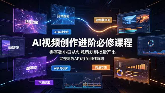 AI视频创作进阶必修课程：零基础小白从创意策划到批量产出，完整跑通AI视频全创作链路 一点学习助手-零基础自学教程-副业项目-兴趣学习-网盘拉新平台-英语启蒙项目资源网