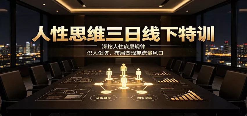 人性思维三日线下特训：深挖人性底层规律，识人设防、布局变现抓流量风口 一点学习助手-零基础自学教程-副业项目-兴趣学习-网盘拉新平台-英语启蒙项目资源网
