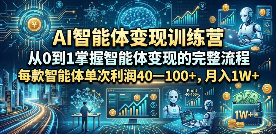 AI智能体变现训练营，从0到1掌握智能体变现的完整流程，每款智能体单次利润40—100+，月入1W+ 一点学习助手-零基础自学教程-副业项目-兴趣学习-网盘拉新平台-英语启蒙项目资源网