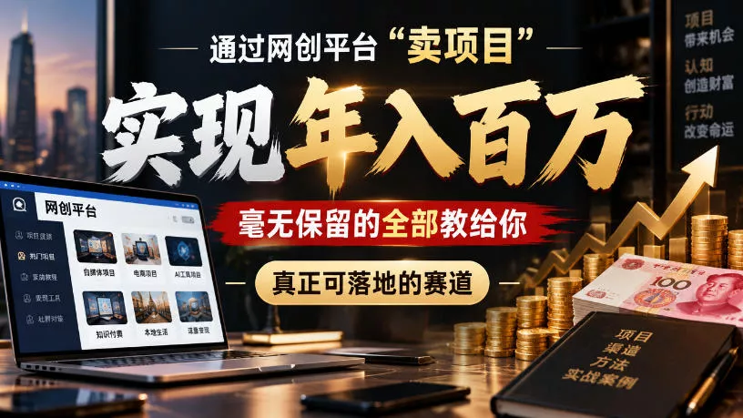 通过网创平台“卖项目”实现年入100w，毫无保留的全部教给你，真正可落地的赛道【揭秘】 一点学习助手-零基础自学教程-副业项目-兴趣学习-网盘拉新平台-英语启蒙项目资源网