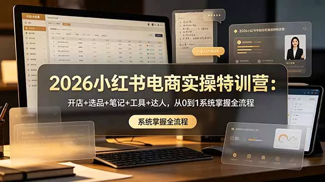 2026小红书电商实操特训营：开店+选品+笔记+工具+达人，从0到1系统掌握全流程 一点学习助手-零基础自学教程-副业项目-兴趣学习-网盘拉新平台-英语启蒙项目资源网